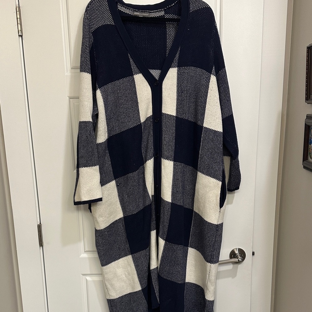 Navy and White Checkered Women's Sweater Dress